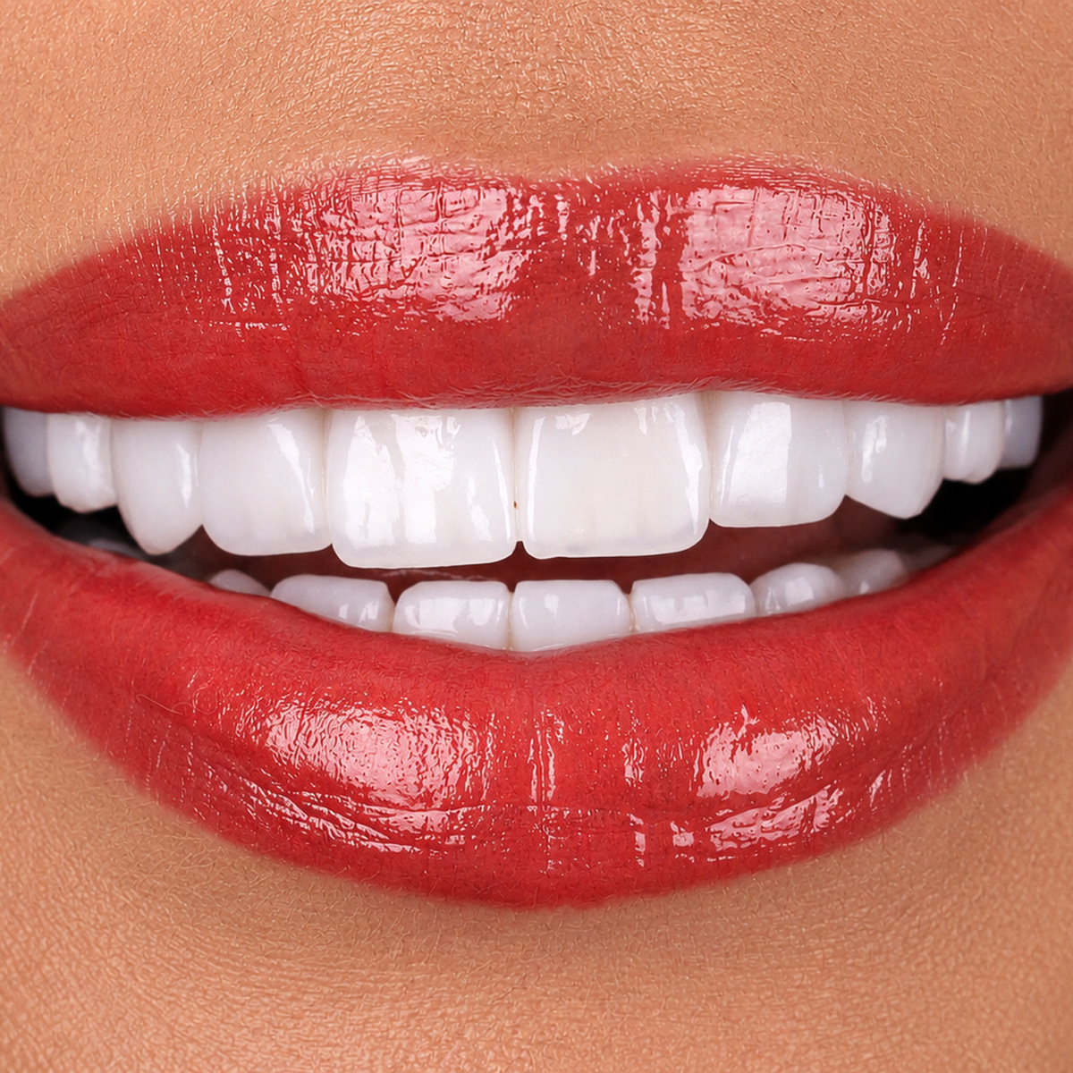 תקריב חיוך של מטופלת בקליניקת Fly & Smile