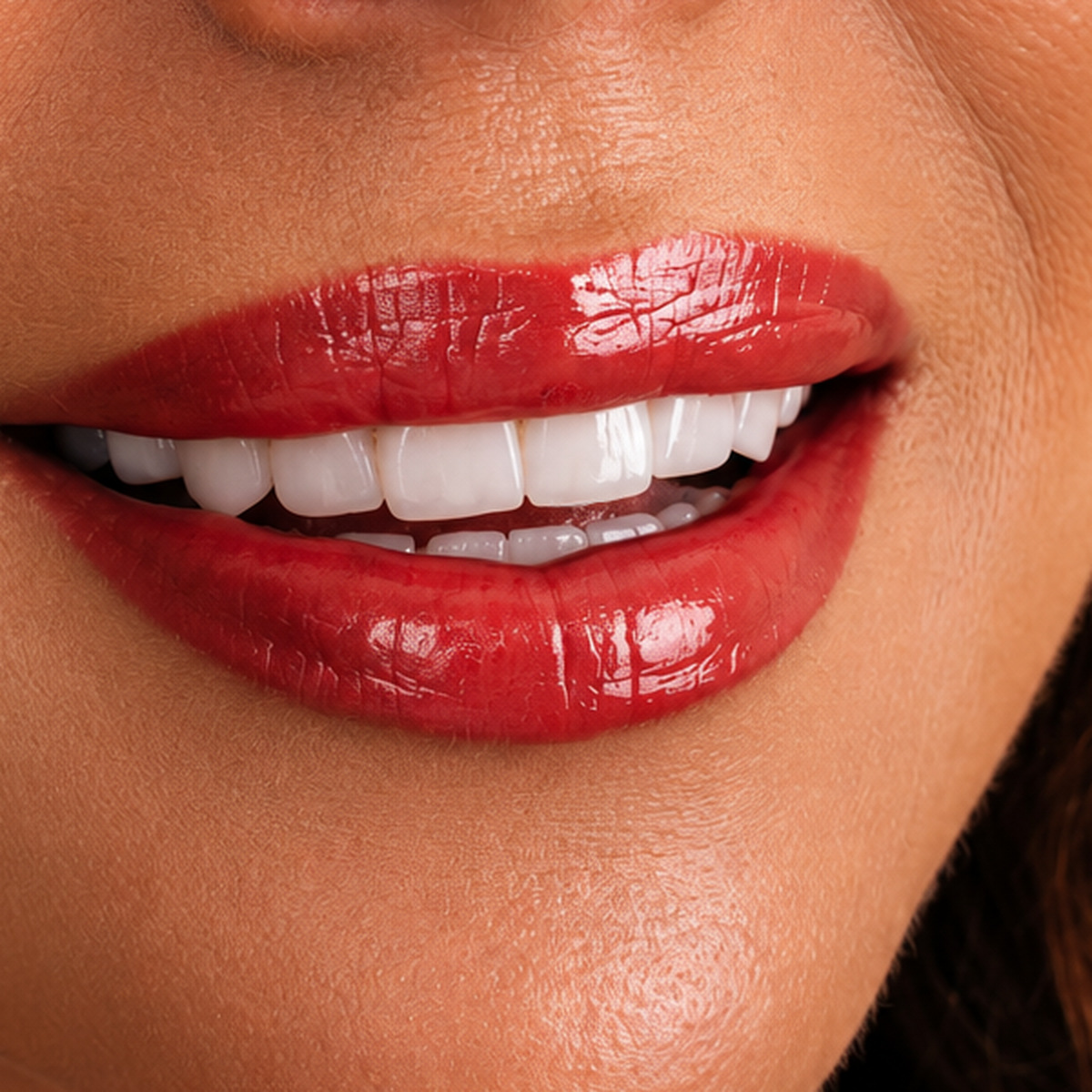תקריב חיוך של מטופלת בקליניקת Fly & Smile