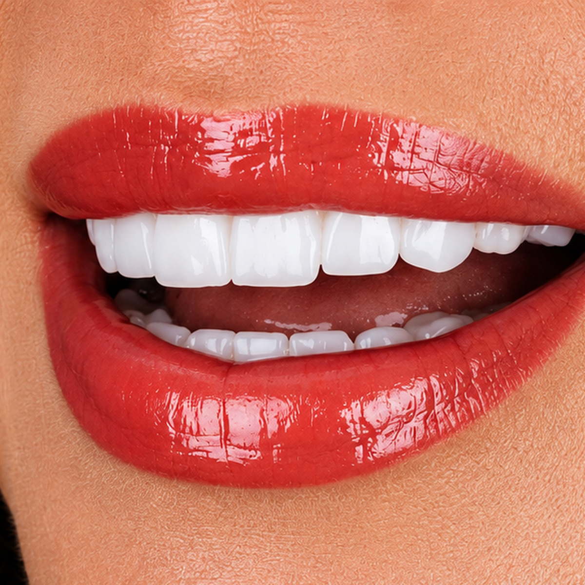תקריב חיוך של מטופלת בקליניקת Fly & Smile